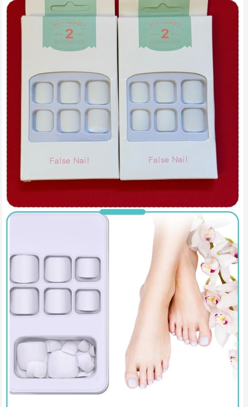 Set Of 2  Toenails Fashion White Matte Do It Yourself Press On